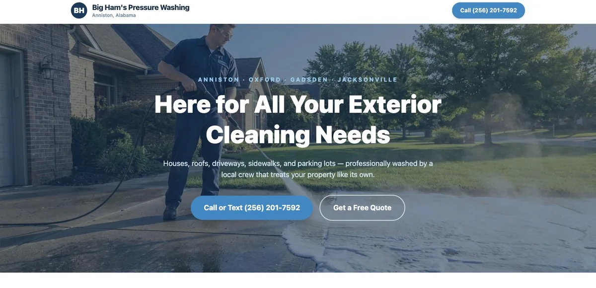 Big Ham's Pressure Washing website