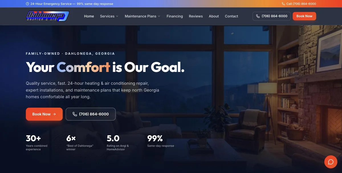Dahlonega Heating and Air Conditioning website